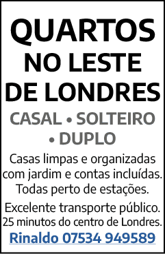 QUARTOS NO LESTE DE LONDRES CASAL • SOLTEIRO • DUPLO Casas limpas e organizadas com jardim e contas inclu das. Todas ...