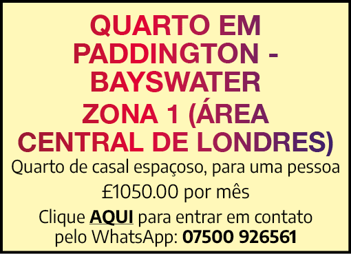 Quarto em Paddington Bayswater Zona 1 ( rea central de Londres) Quarto de casal espa oso, para uma pessoa £1050.00 po...