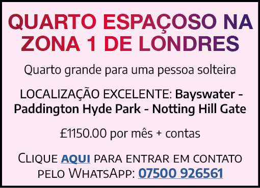 Quarto espa oso na zona 1 de Londres Quarto grande para uma pessoa solteira Localiza o excelente: Bayswater Paddingt...
