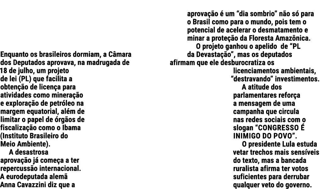 Enquanto os brasileiros dormiam, a C mara dos Deputados aprovava, na madrugada de 18 de julho, um projeto de lei (PL)...