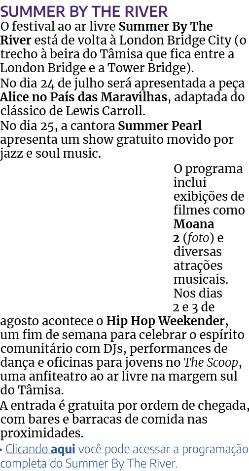 Summer by the river O festival ao ar livre Summer By The River est de volta   London Bridge City (o trecho   beira d...