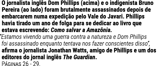 O jornalista inglês Dom Phillips (acima) e o indigenista Bruno Pereira (ao lado) foram brutalmente assassinados depoi   