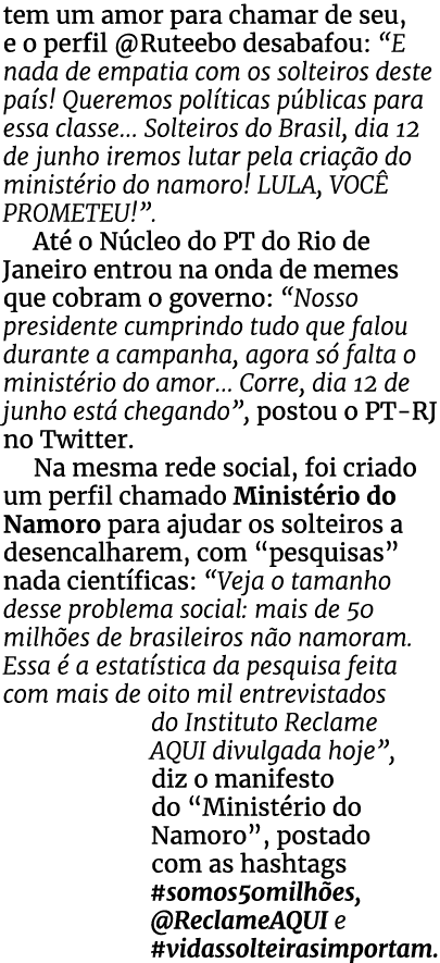 tem um amor para chamar de seu, e o perfil  Ruteebo desabafou:  E nada de empatia com os solteiros deste país  Querem   