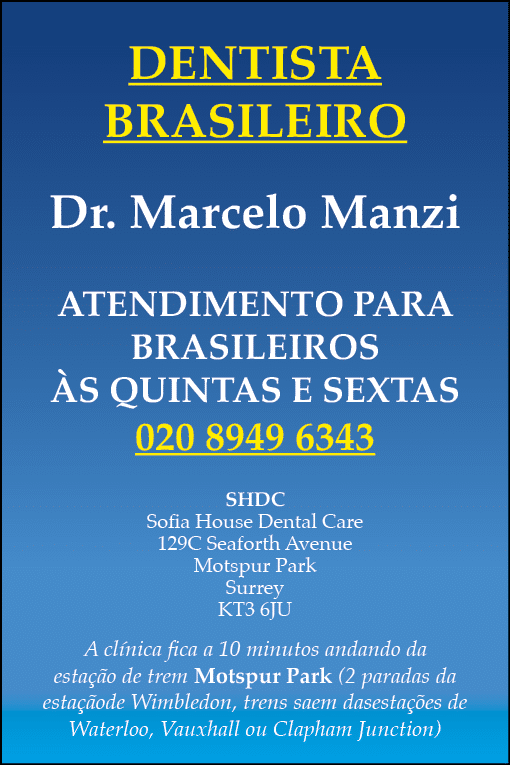 DENTISTA BRASILEIRO Dr  Marcelo Manzi  Atendimento para brasileiros às quintas e sextas 020 8949 6343 SHDC Sofia Hous   