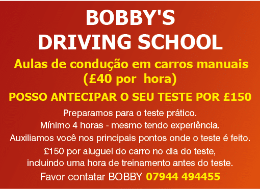 BOBBY'S DRIVING SCHOOL Aulas de condução em carros manuais ( 40 por hora) Posso antecipar o seu teste por  150 Prepar   