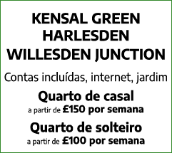 Kensal Green Harlesden Willesden Junction Contas inclu das, internet, jardim Quarto de casal a partir de £150 por sem...