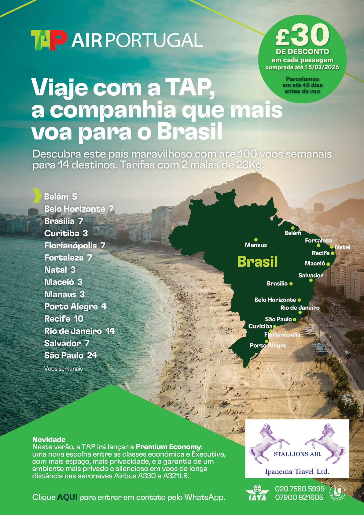 A poster advertising a flight to Brazil. AI generated content